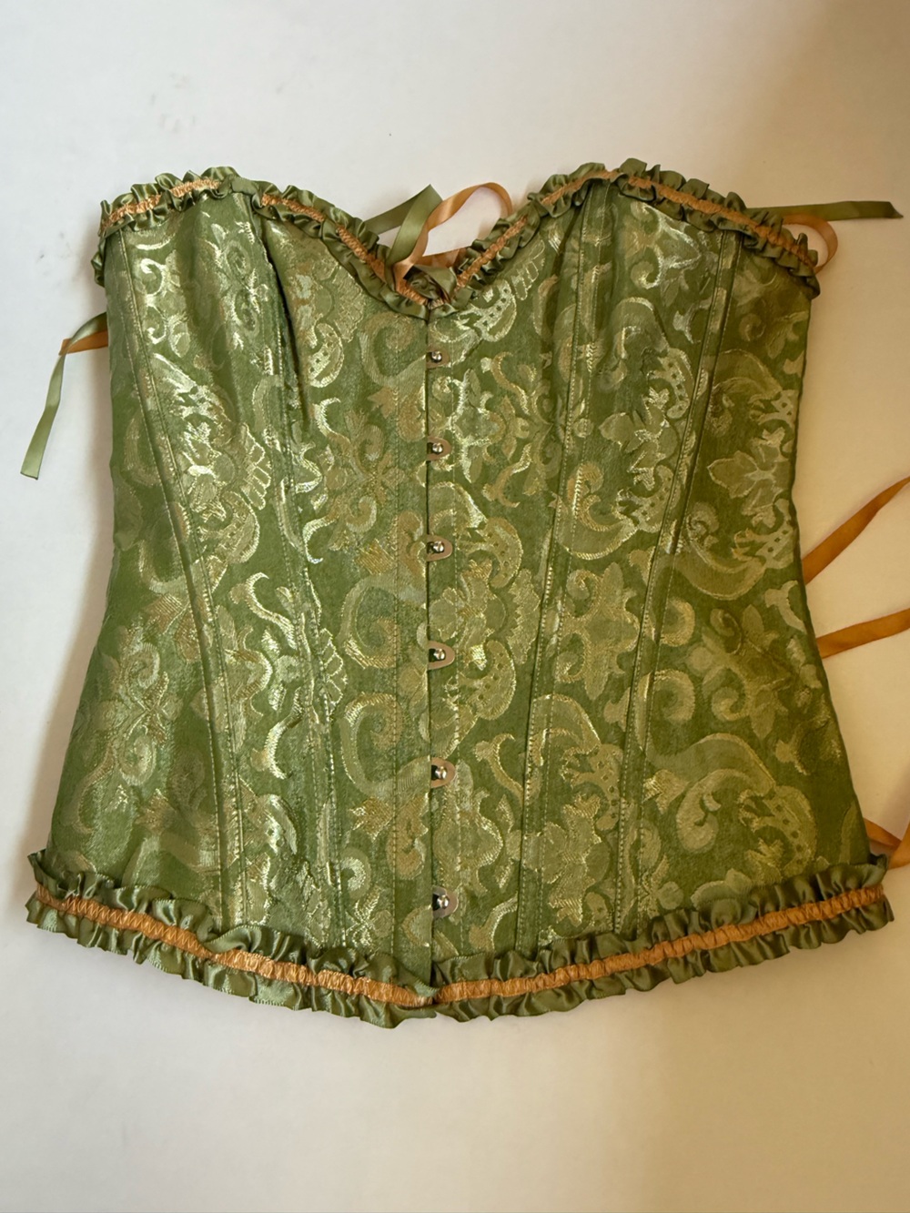 Green Brocade Corset-Style Skirt